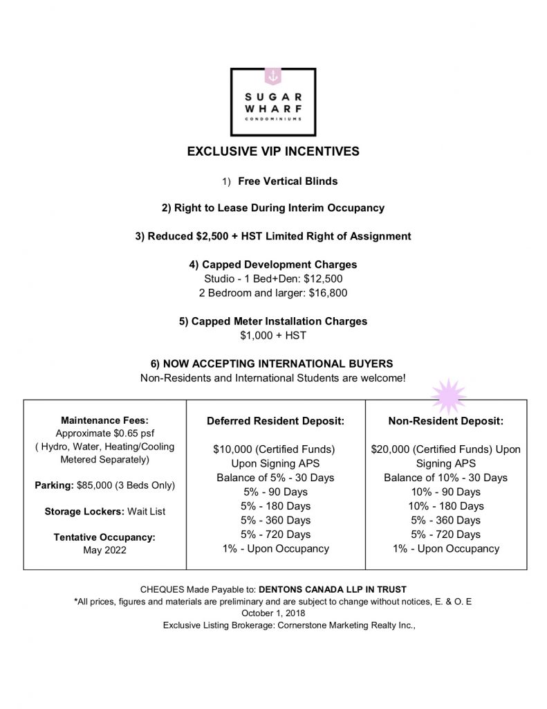 Exclusive VIP Incentives Sugar Wharf West Tower