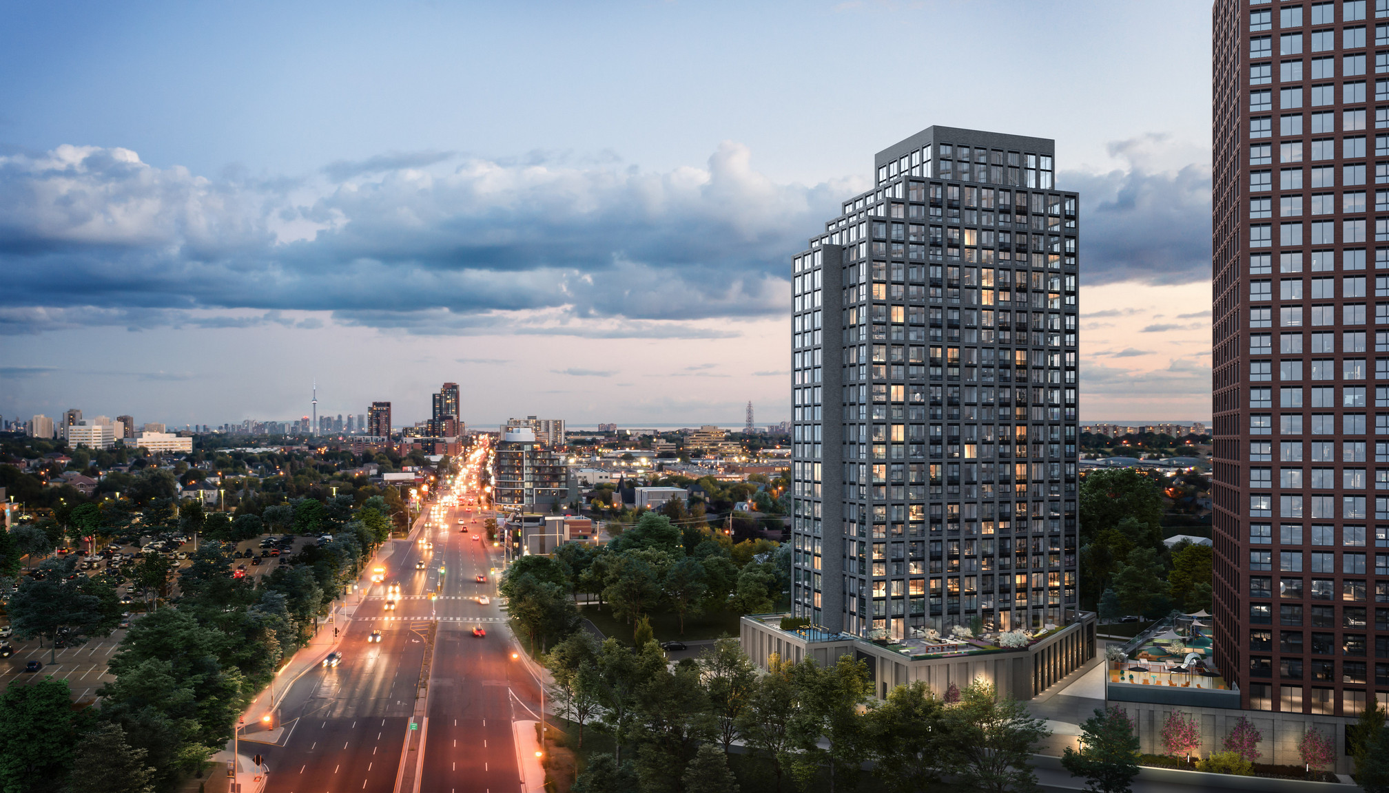 Sloane by Fitzrovia exterior rendering at dusk