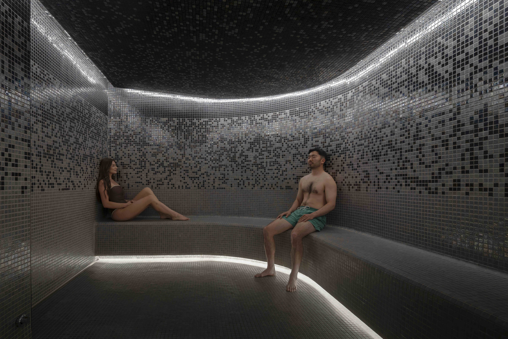 Scandinavian-inspired spa steam room at Sloane