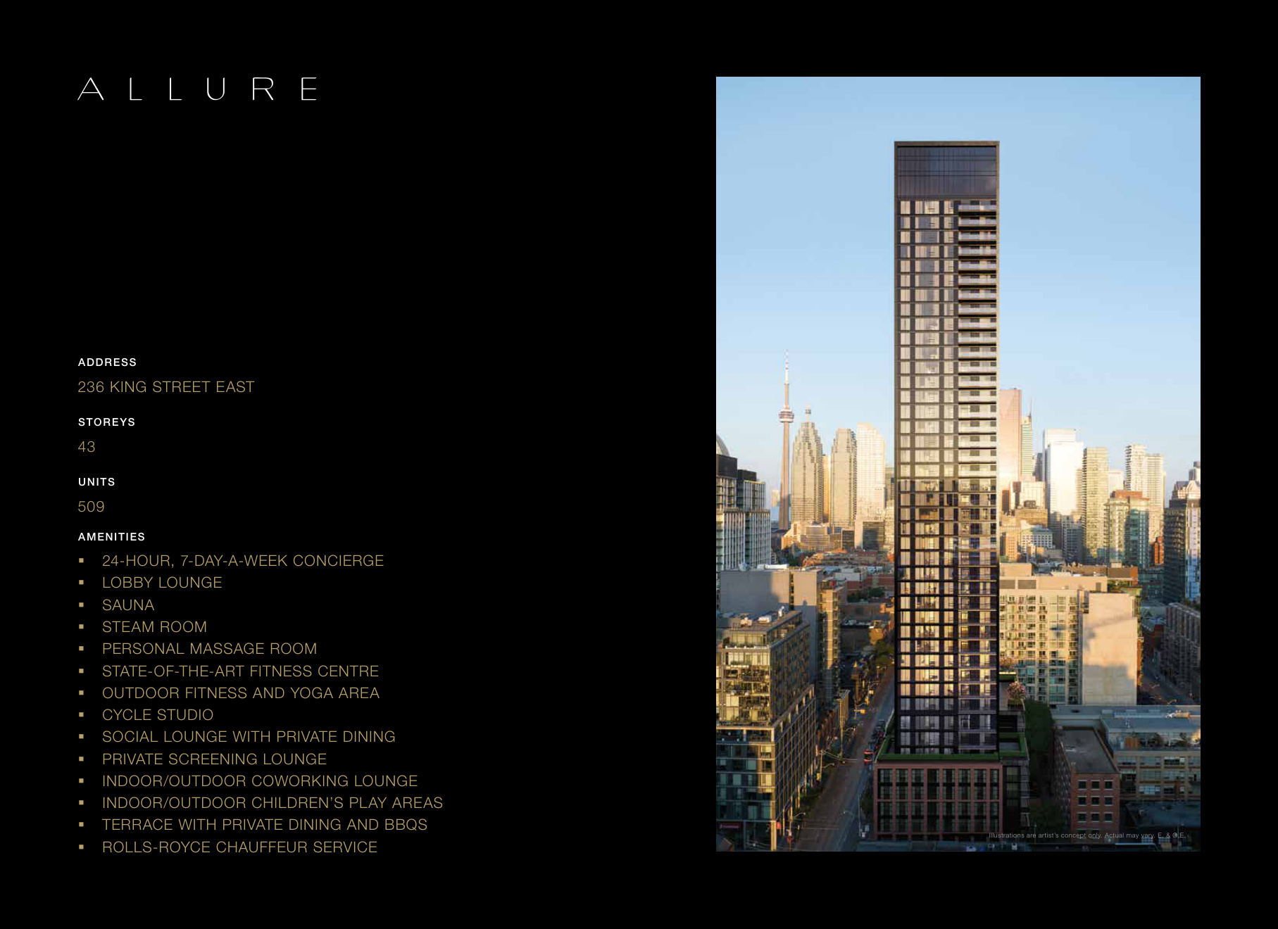 ALLURE amenities summary