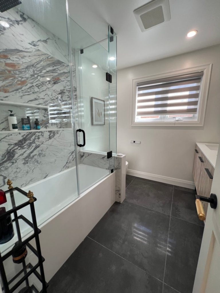 283 Hidden Trail — Bathroom with marble walk-in shower