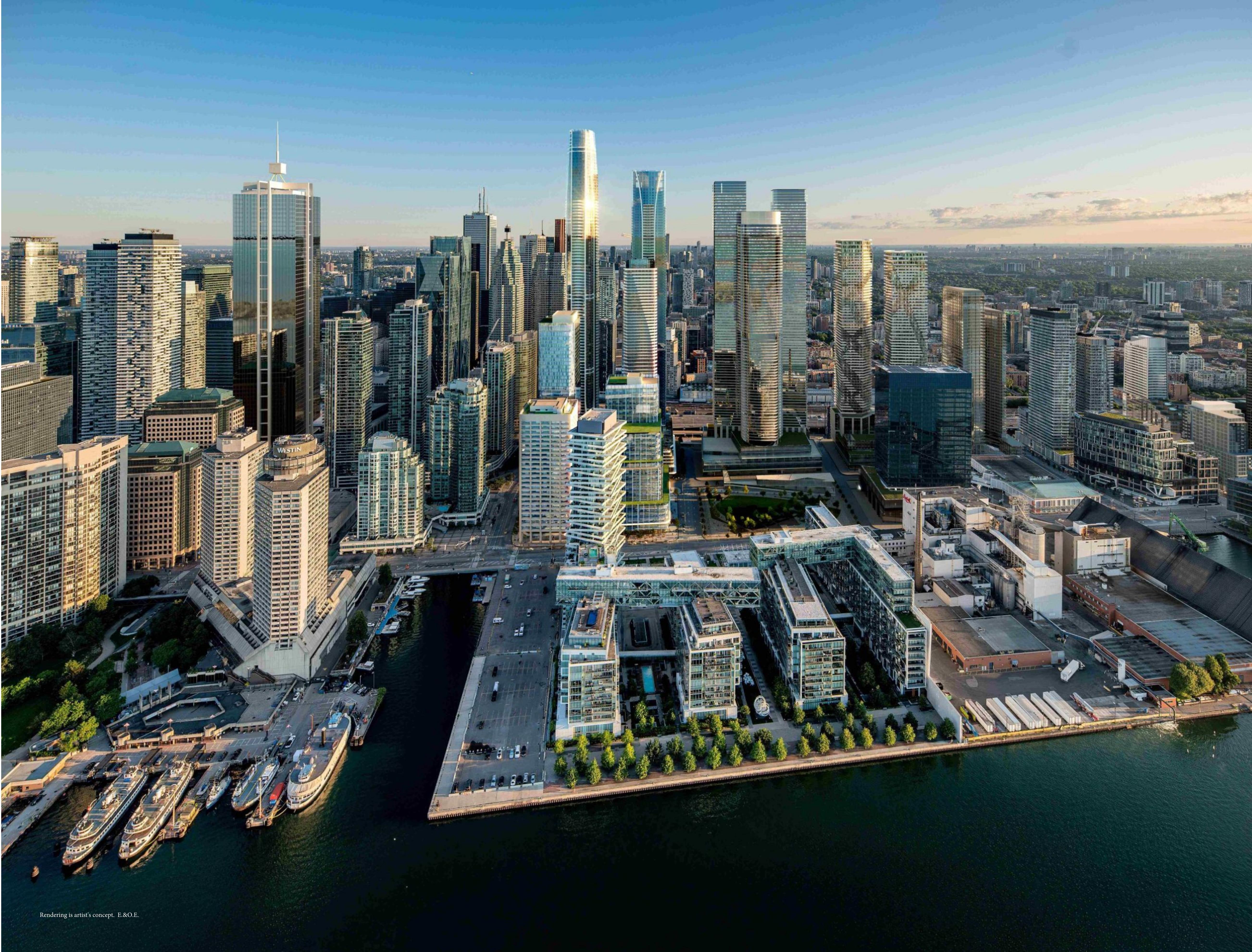 Pinnacle SkyTower waterfront aerial rendering