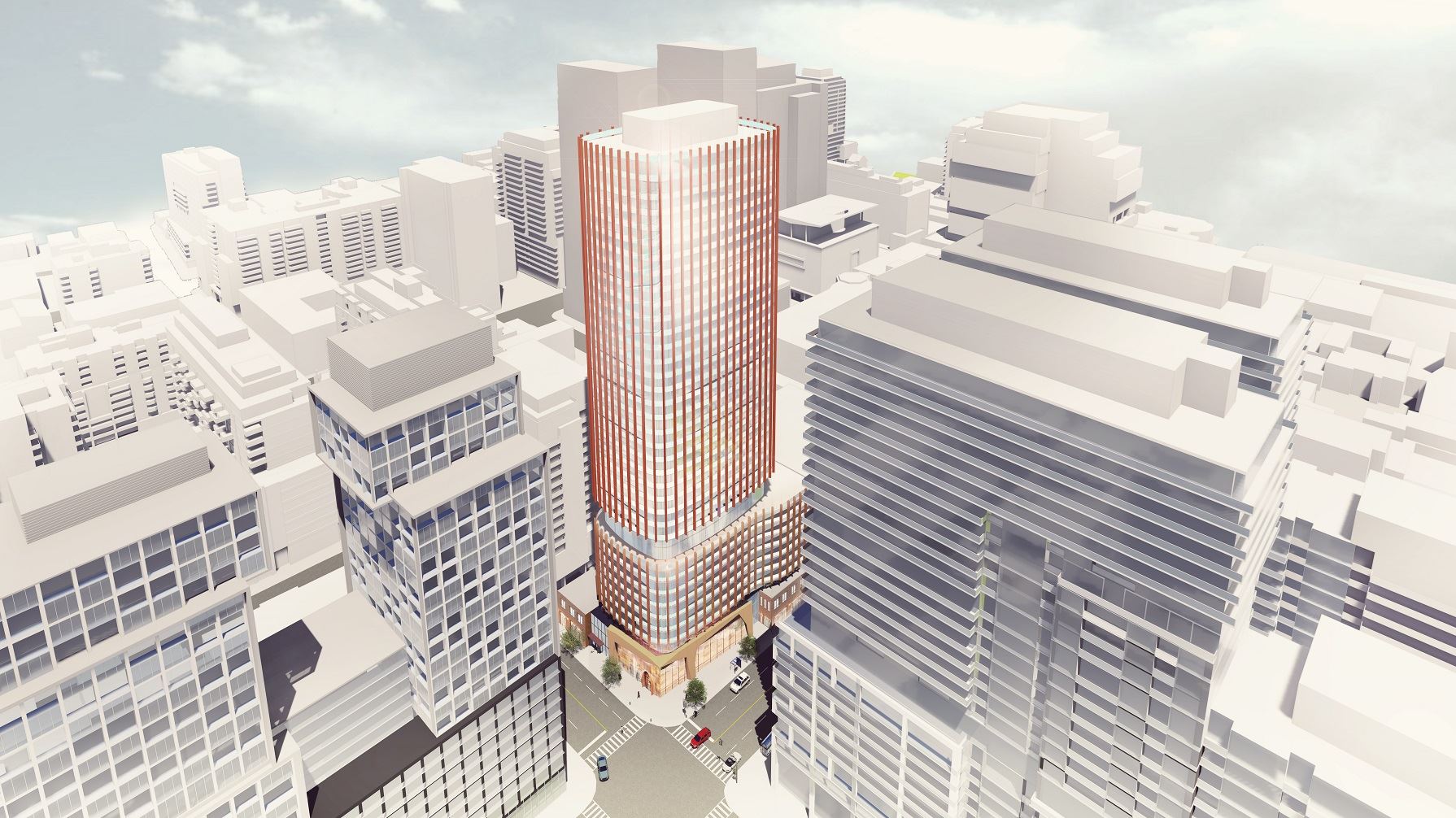 Exterior rendering of The Whitfield tower, third angle